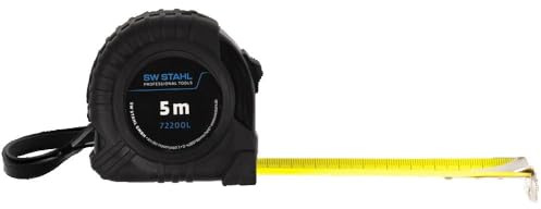 SW-Stahl 72200L Bandmaß - 5 m Rollmaßband mit 25 mm Bandbreite | Robustes Maßband für Werkstatt & Heimwerker - Präzises Messwerkzeug mit Feststeller - Gelbes Bandmaß für Allgemeinbedarf