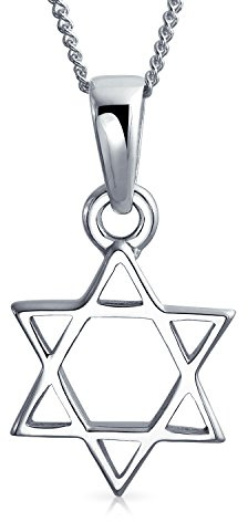 Enkelt judiskt magen hänge Hanukkah Davidstjärna halsband för kvinnor 925 sterlingsilver 40,6 cm kedja