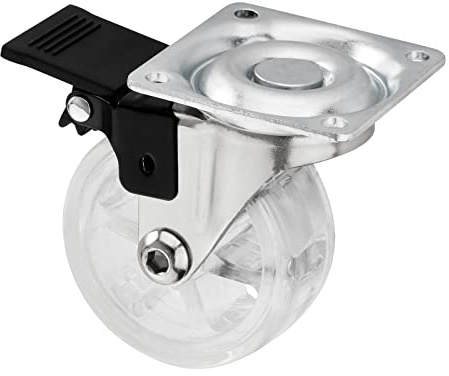 SOTECH Design Möbelrolle SHIFT Rollen-Ø 50 mm transparent mit Bremse | Tragkraft 35 Kg, Höhe 64 mm Lenkrolle