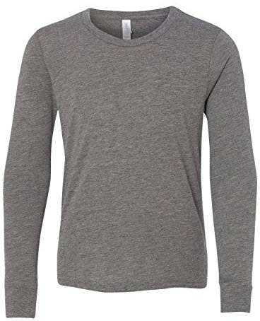 BELLA+CANVAS Youth Jersey Long-Sleeve T-Shirt M Grey Triblend