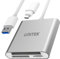 UNITEK All in One Kartenleser USB 3.0 + USB C Adapter, 5 Gbps, 3 Slots für SD/mini SD/micro SD(TF)/CompactFlash (CF)/MS für Windows PC, Mac, Notebook und TV, Silber, Aluminium