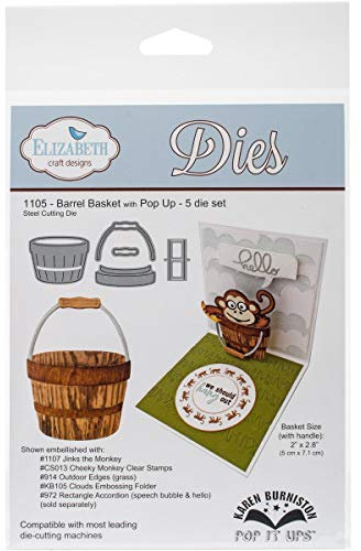 Elizabeth Craft Designs Pop It Up Metal Dies By Karen Burniston Barrel And Basket, 2-inch x 2. 8-inch