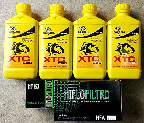 KIT TAGLIANDO PER DUCATI MONSTER 696 2008 - 2013 CON 4 LITRI DI OLIO BARDAHL XTC C60 15W50, 1 FILTRO OLIO HIFLO HF153, 1 FILTRO ARIA HIFLO HF6001