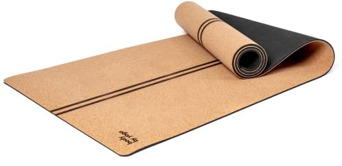 Luxus-Kork-Yogamatte - rutschfest, Weich, Schweißbeständig. Dicker, länger und breiter für mehr Komfort und Unterstützung. Stark Genug für Heißes Yoga (80x 26 x 6.5 mm)
