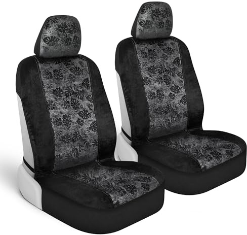 BDK FreshProtect Midnight Maui Sideless Fun Graphic All Protective Front Seat Covers for Auto Cars -Sedan Truck SUV Minivan - Non Fade - Universal 2 Piece