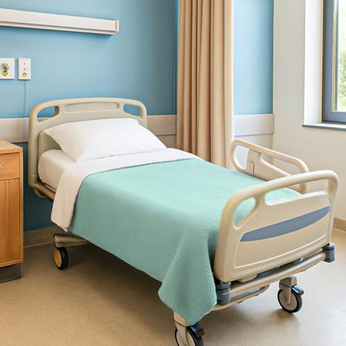 Interweave Healthcare Green Hospital Thermal Throw Blanket, Single Bed Size, Lightweight & Flame Retardant