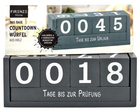 Countdown Würfel, Holz- Kalender, Dauerkalender