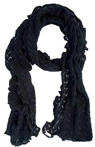 Invero, Merino Schal Lilly, 100% Wolle (Schwarz)