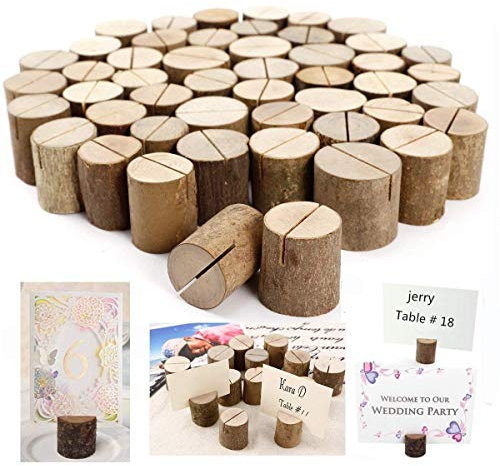 EVERGD Lot de 100 porte-cartes en bois rustique