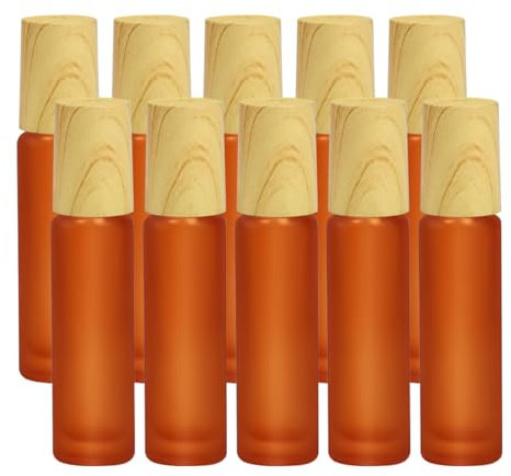 10 Pièces Bouteille d'huile Essentielle Rechargeable, 10 ML Bouteilles à Rouleaux D'Huile Essentielle, Bouteille en Verre Vide Huile, Récipients Cosmétiques(Couleur orange)