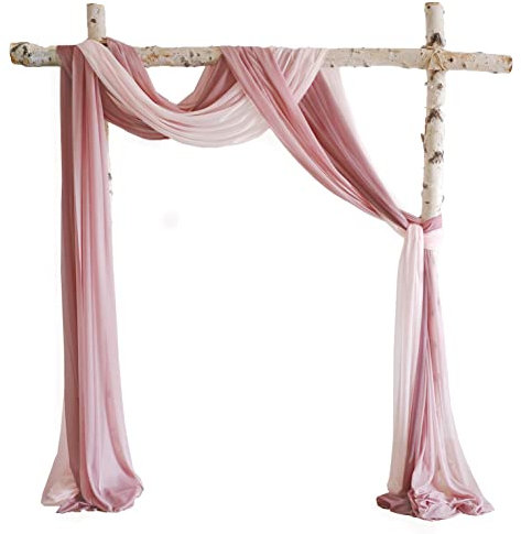 Lookein Arch Drapes for Wedding Party Reception Backdrop Wedding Arbor, 3 Panels 30 Wide 6.5 Yards, Blush& Dusty Rose& Mauve