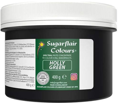 Sugarflair Spectral Holly Green Food Colouring Paste, Highly Concentrated Food Colouring for Buttercream, Sugar Paste, Royal Icing, Cake Mixes and More! Vibrant Colour Food Dye - 400g