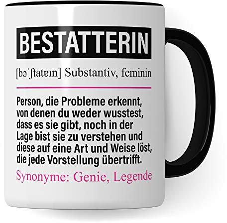 Pagma Druck Tasse Bestatterin, Bestatterin Geschenk, Spruch Bestattung Kaffeebecher Bestattungsinstitut Geschenkidee, Kaffeetasse Totengräberin Beruf Teetasse Abteilung Becher