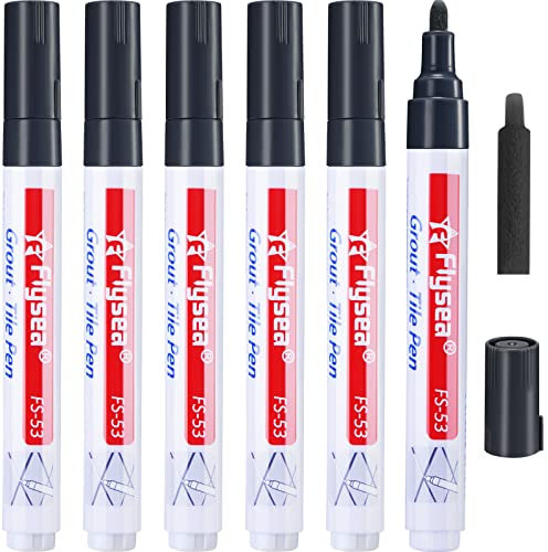 6 Stück Fliesenstift Wandmörtel Reparatur Stift Reparatur Marker Fugenfüller Stift für Reparatur von Fliese Wand Boden Badezimmer und Küche(Schwarz)