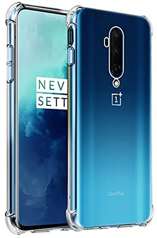 iCoverCase Für OnePlus 7T Pro Hülle klar, Ecken, stoßfeste Schutzhülle aus weichem TPU, dünn, für OnePlus 7T Pro – transparent
