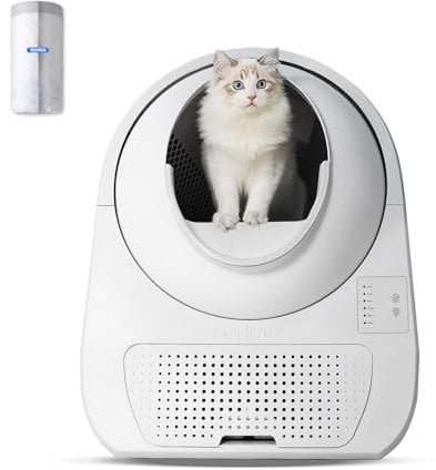 CATLINK Self Cleaning Litter Box, Automatic Litter Box with Double Odor Removal for Cats 3.3-22 lbs (Young Version), Grey
