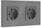 BSEED Schuko Steckdose 2 Fach Steckdose Glas Unterputz Steckdose,Steckdosen mit Kristall Glas Platte Doppel Wandsteckdosen 16Amp EU Standard Verlängerungssteckdosen Grau -157mm