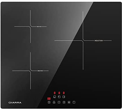 CIARRA Placa de Inducción 3 Fuegos 6000W Placa Induccion con Bloqueo de Seguridad Temporizador Indicador de Luz, ASBIH3