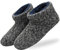 KuaiLu Zapatillas Casa Bota Hombre Invierno Algodon Cerradas Babuchas Caballero Caliente Peluche Lana Piel Pantuflas Botines Comoda Memory Foam Slippers Antideslizante Interior Suela Negro 43