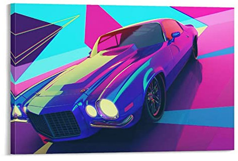 Muscle Car Poster 80er Jahre Chevrolet Camaro Leinwandbild Kunstdruck Moderne Familie Schlafzimmer Dekor Poster 60 x 90 cm