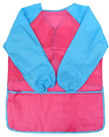 1 Stück Malschürze Kinder Kinder Malkittel 8-10 Jahre Mädchen Bastelschürze Kinder mit Ärmeln und 3 Taschen Malschürze Kinder Stoff für Schule Kunst Malerei Kochen Essen (L-Größe)