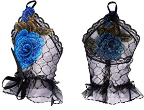 Spitzenhandschuhe mit Blumenstickerei Fingerlose Handschuhe Damen, quiet shade-clematis blue, UNIVERSAL