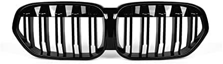 LCFZDQ Auto Front Grill Doppelsteg Sport Kühlergrill für B-MW F48 LCI X1 2019–2021, 2 Lamellen glänzend schwarz