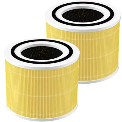 Future Way Core 300 Replacement Filter for LEVOIT Core 300 & 300S Air Purifier, 3-Stage H13 True HEPA Filter for Common Airborne Substance Removal, Replace Core 300-RF, Yellow, 2-Pack