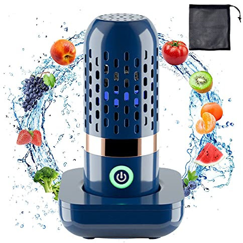 Lavadora de Frutas y Verduras Portatil, IPX7 Impermeable Purificador de Frutas Portátil Inalámbrico Limpiador de Verduras 3000mAH Recargable Lavadora de Frutas para Mariscos Arroz Carne Limpiador