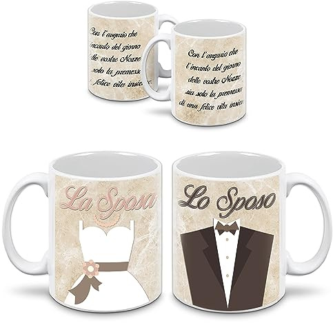 Generico Tazze regalo per Coppia di Sposi | Regalo di Matrimonio | Idea regalo per Sposo e Sposa | Tazze per Coppia in Ceramica