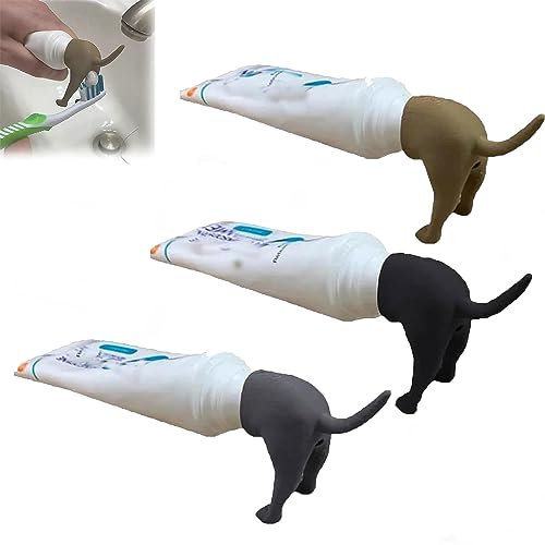 Deckel für Zahnpasta für kackende Hunde, Zahnpasta-Spender für Hundekot, lustiger Zahnpasta-Deckel, Pooping Dog Toothpaste Lid, Pooping Dog Butt Toothpaste Topper, Funny Creative Toothpaste (3PCS)