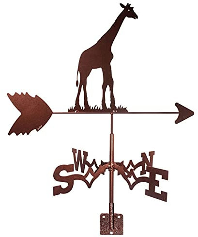 MUSUMI Girouette en métal girouette en Acier Inoxydable décoration Girafe Design girouette Moderne indicateur de Direction du Vent pour Toit de Jardin extérieur