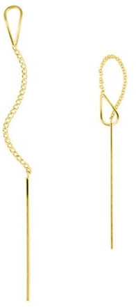 Ohrringe aus Sterlingsilber, lange Schnur, Einfädler, 3 Töne, Rhodiumsilber, 18 Karat Gold, Einheitsgröße, Sterling Silber Aus Sterlingsilber 18 Karat Gold, Kein Edelstein