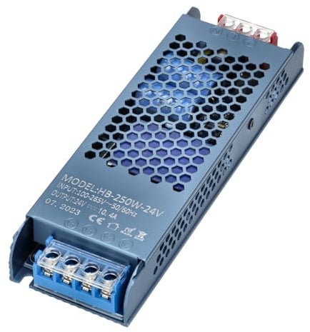 Jandei - Ultradünner Transformator 110/220V AC auf 24V DC 250W 10,4A IP20 Inneninstallation für LED-Streifen, Neon oder Niederspannungsgeräte