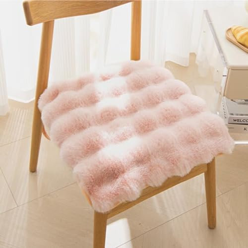 Sitzkissen, 4er Set Stuhlkissen 40x40cm mit Bändern, Plüsch Komfort Sitzpolster Büro Lazy Warm Stuhlauflage, Auflagen für Stühle für Kleine Stühle Zuhause, Küche, Büro,Rosa