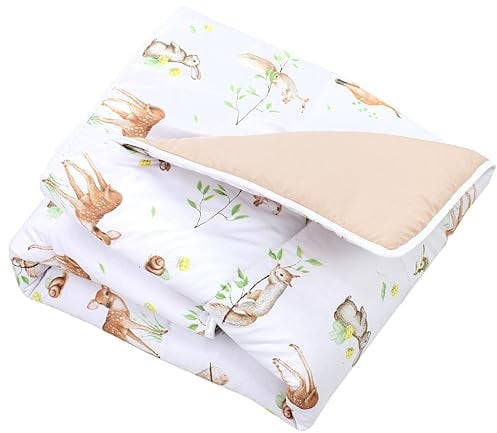 TupTam Tapis de jeu pour Bébé Enfants Tapis d'éveil 120 x 120 cm Rembourré XXL Chambre de Bébé, Forêt Animaux Marron Beige Renard