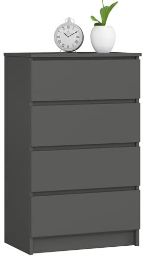 AKORD | Schubladenkommode | Nachttisch | Komodenschrank | Ideal für kleine Gegenstände | Rollcontainer | Laminatplatte | Langlebig | Elegantes Design | Graphitgrau