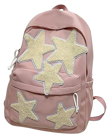 Bride Backpack Japanese Cute Girl Small Self Made Five Pointed Star Backpack Omnibus College Student Schoolbag Female High School Backpack (Red, One Size)