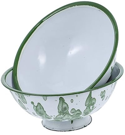 Cabilock 2 Piezas Tazón De Esmalte Contenedor De Comida Grande Ensaladeras Frutero De Cerámica Cuenco De Soba Ensaladera Esmaltada Metal Bol Gran Olla De Sopa Alimento