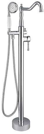 Mitigeur Baignoire Sur Pied Monotrou 2 Modes Robinet de Baignoire avec Douchette,chrome