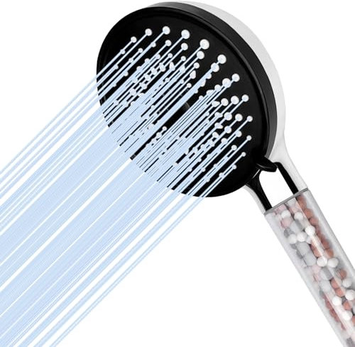 Roluxando Soffione Doccia con Filtro, Doccino per Doccia Grande con 5 Tipi di Getto, Doccetta per Doccia Risparmio Idrico Alta Pressione Anticalcare Adatto Adulti e Bambini Bagno Salutare Senza Tubo