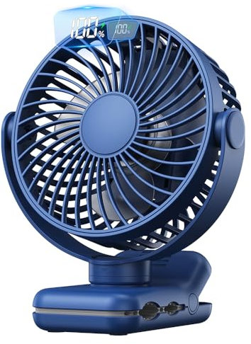 TOPK Clip on Fan, 5000mAh Rechargeable Small Portable Clip Fan, Table Fan with 4 Speeds Strong Airflow, 720° Rotation, Ultra-Quiet, Desk Fans for Home/Office/Stroller/Library and Summer Gift