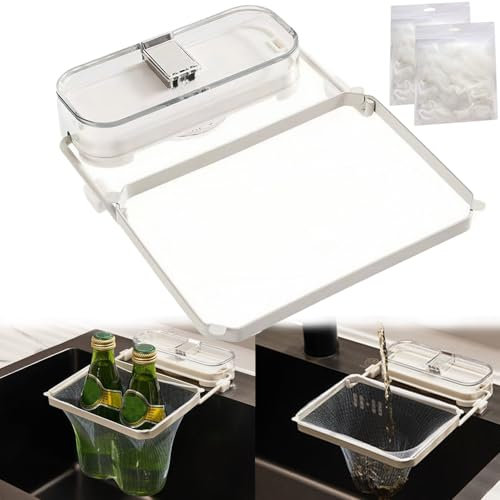 Suction Cup Sink Strainer, Sink Drain Strainer Holder with 100Pcs Filter Mesh Bags, Hanging Sink Food Catcher Net, Filter Screen Corner Drain Strainer Rack, for Kitchen Leftovers