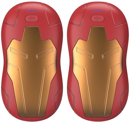 FANDLISS Handwärmer Elektrischer 2er 10000mAh Doppelseitig beheizter Handwärmer Wiederverwendbarer USB-Handwärmer 3 Sekunden Schnelles Aufheizen Elektrischer Handwärmer für Winter/Weihnachten,Rot Gold