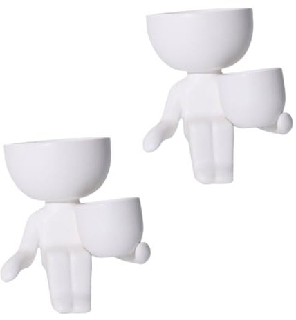 KONTONTY 2 Pièces Figure Pot De Fleurs en Céramique Arrangement Petit Planteur De Plantes Pots D'Extérieur Pot De Visage Humain Pot De Dessin Animé Plantes D'Intérieur Mini Conteneur