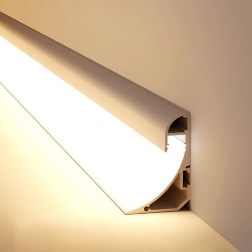 Oracra LED Kanäle LED-Streifen-Sockelleiste aus Aluminium Zur Oberflächenmontage, Dekorative Zierleiste für Flur, Küche, Wohnzimmer, Zierblende für Indirekte Beleuchtung(3.0m(10ft))