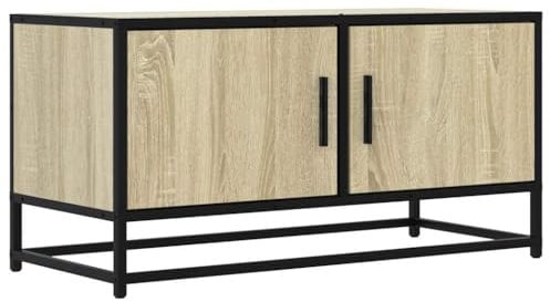 vidaXL Mobile TV Rovere Sonoma 80x34,5x40 cm Legno Multistrato Metallo, supporto TV, mobile HiFi, consolle TV, credenza TV