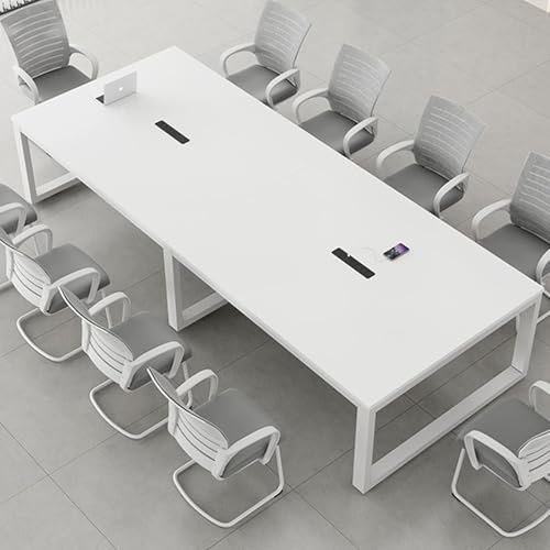 ZLALISA Conference Table, Podcast Seminar Table for 10 People, 94.49 L x 47.24 W x 29.53 H Inches Large Meeting Desk, with Strong Metal Frame