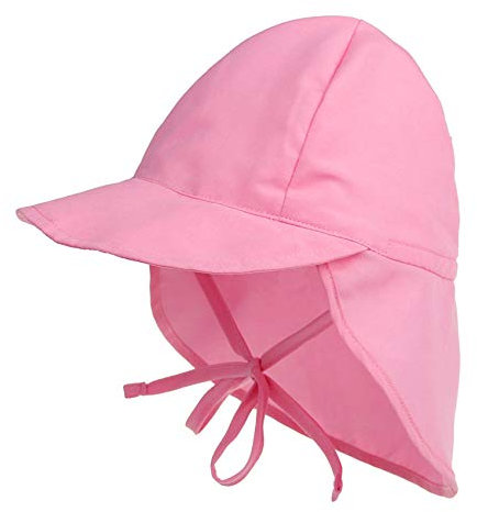 Durio Unisex Schirmmütze Kinder mit Nackenschutz Baby Sonnenhut UV SPF50+ mit Bindebänder Kleinkind Sommermütze Rosa 2 Jahre-5 Jahre