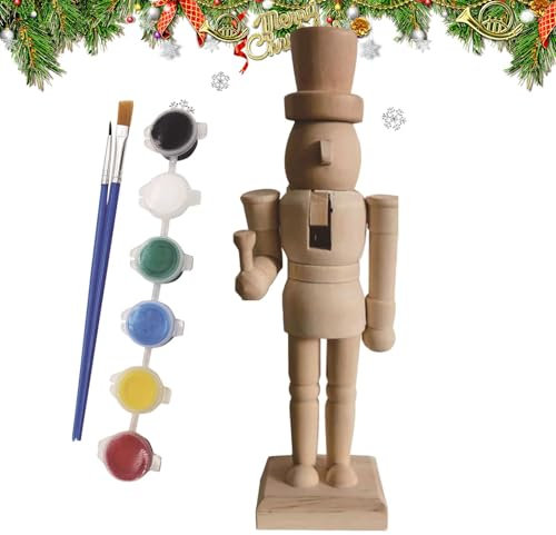 Paint Your Own Nutcracker Figures | Unpainted Wooden Nutcracker,Christmas Crafts Nutcracker Party Supplies,Traditional Nutcracker to Paint for Christmas Party